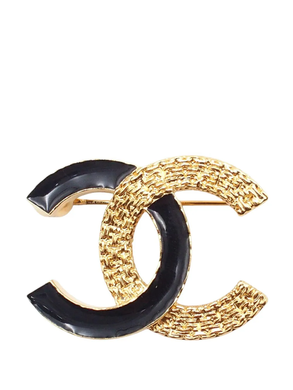 CHANEL Pre-Owned 2024 CC Gold Plated Enamel Brooch costume brooch - Nero