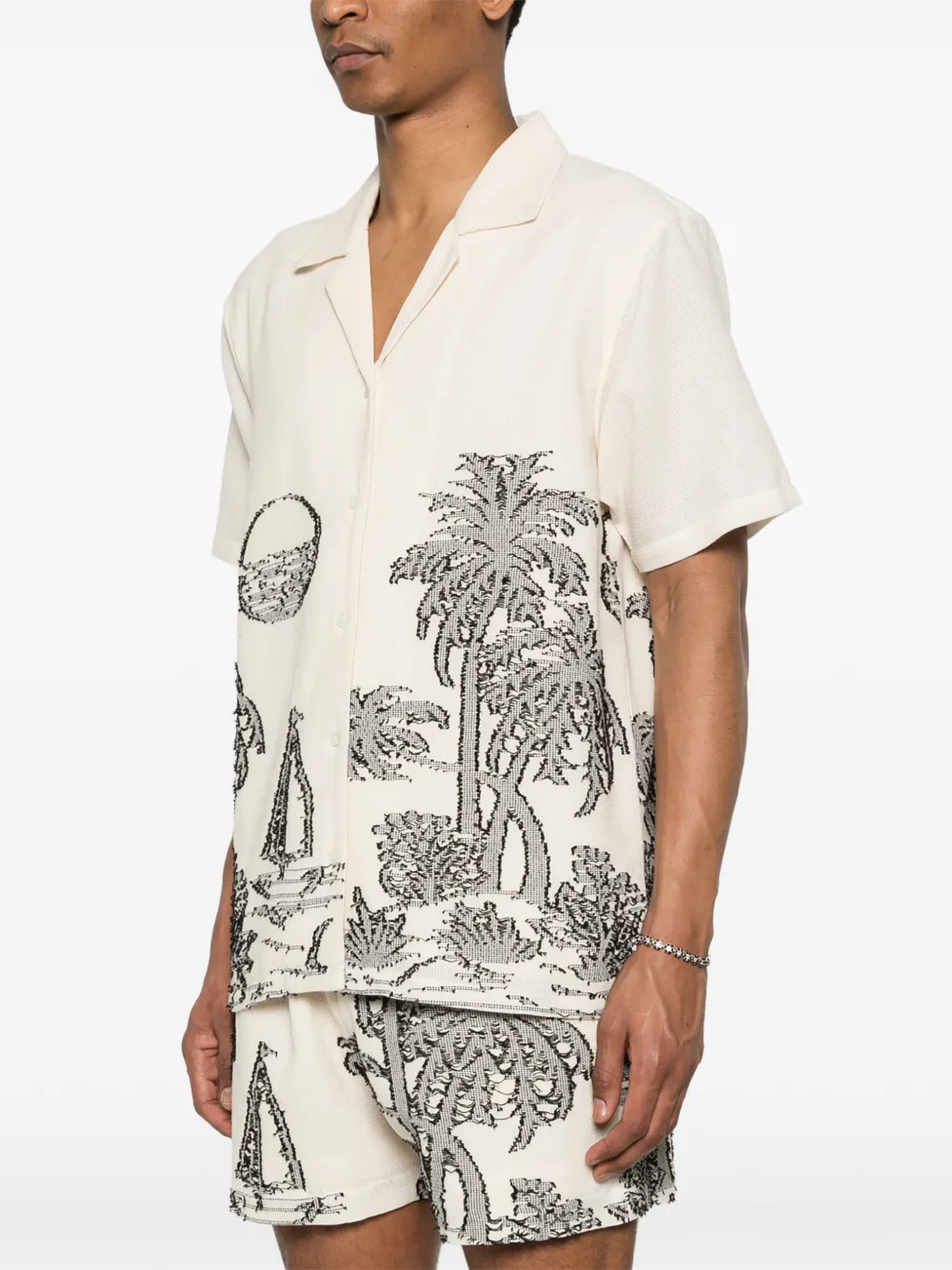  Maison Labiche Tree-embroidered Shirt - Neutrals 