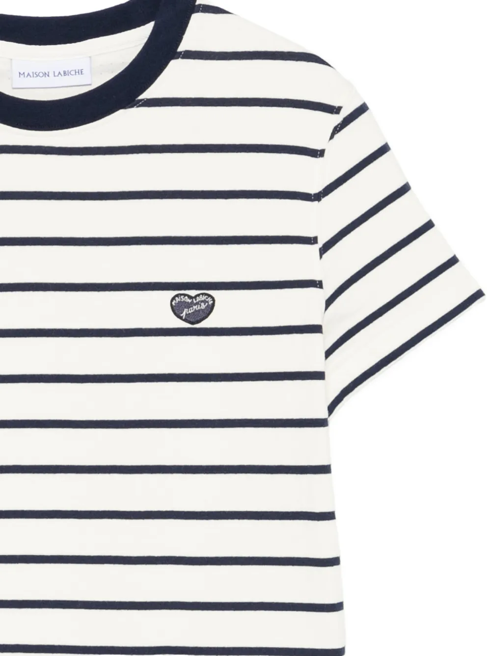  Maison Labiche Clavery Striped Appliqué T-shirt - Neutrals 