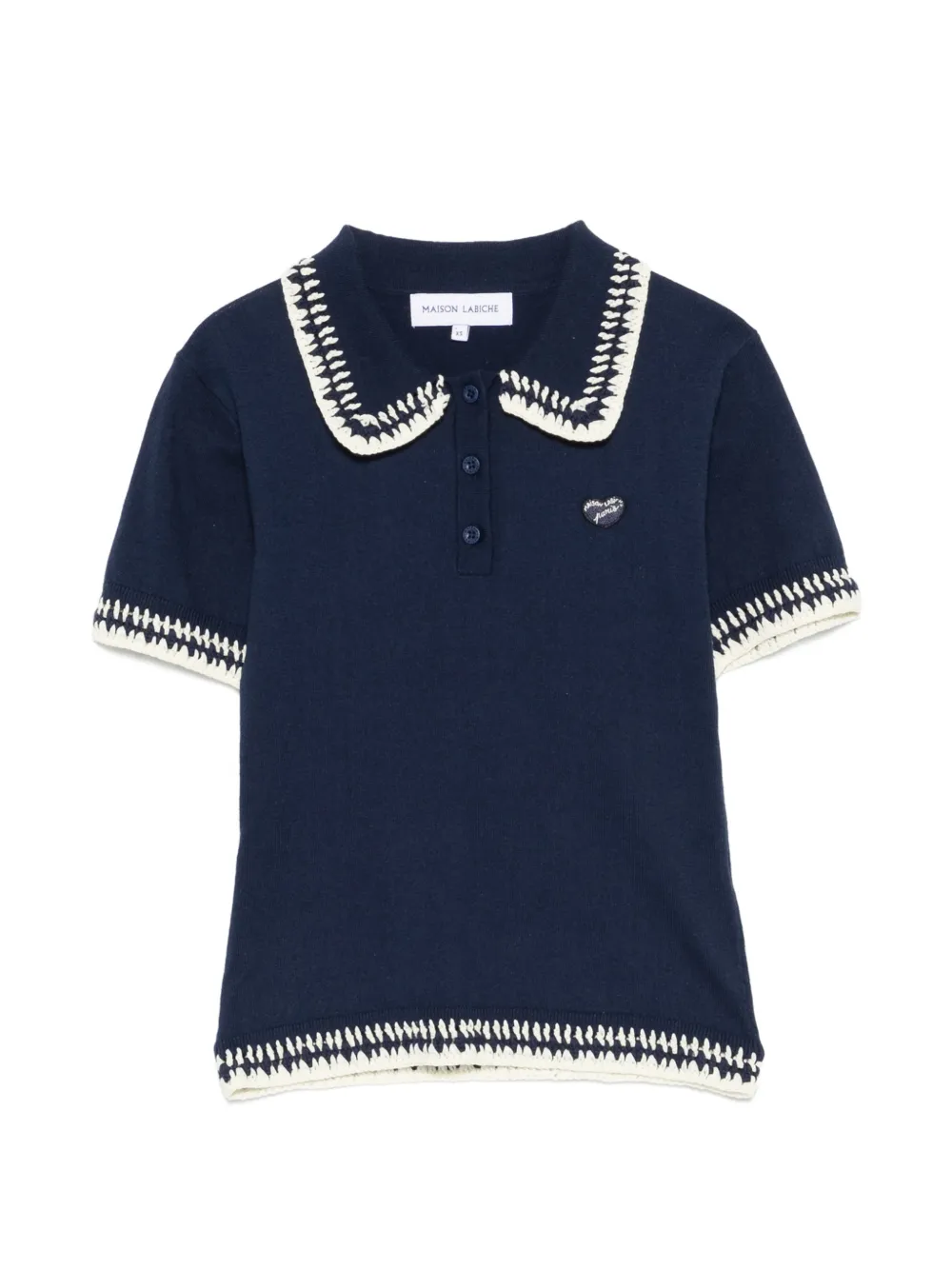 Maison Labiche Caillavet crocheted-collar polo shirt - Blu