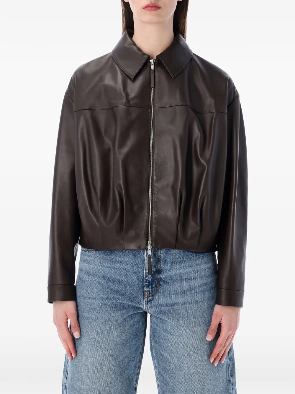 Sword cropped bomber jacket - Marrone