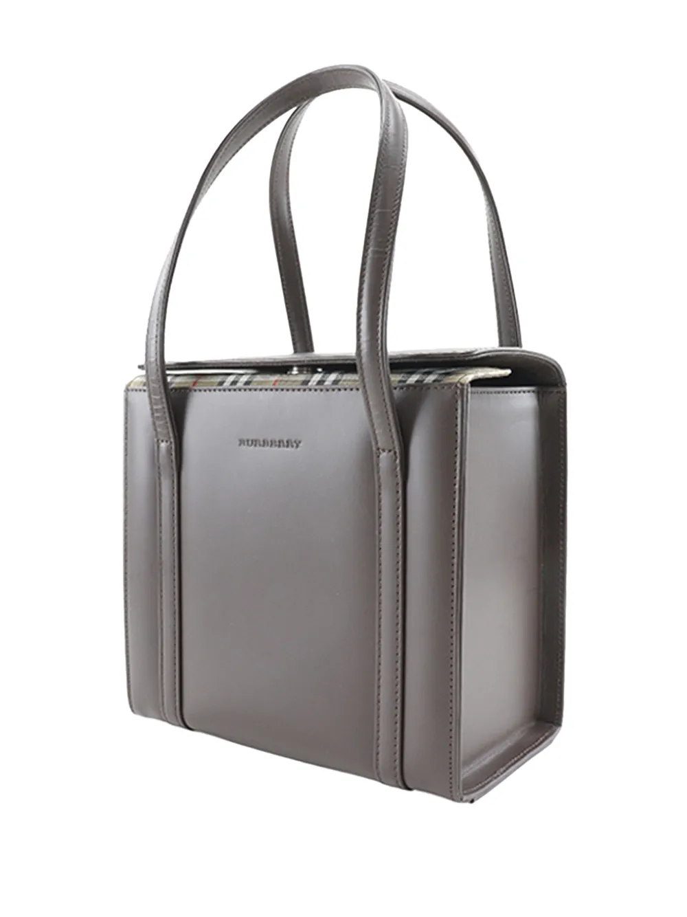 2000-2017 House Check Canvas Trimmed Leather Box Handbag