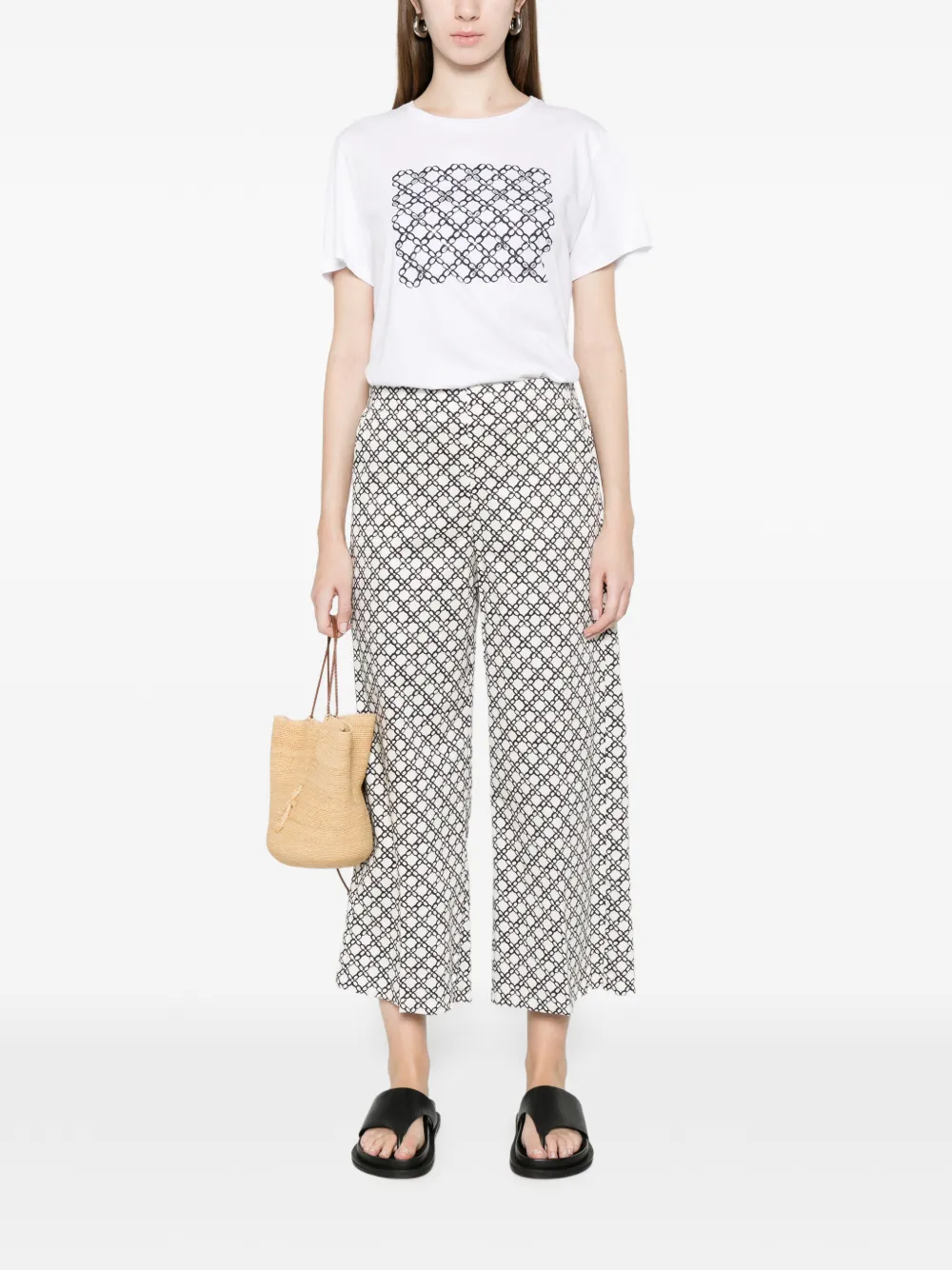  Marella Patterned Trousers - White 
