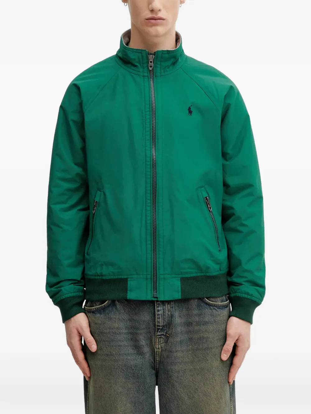 Polo Ralph Lauren logo-embroidered high-neck jacket - Verde