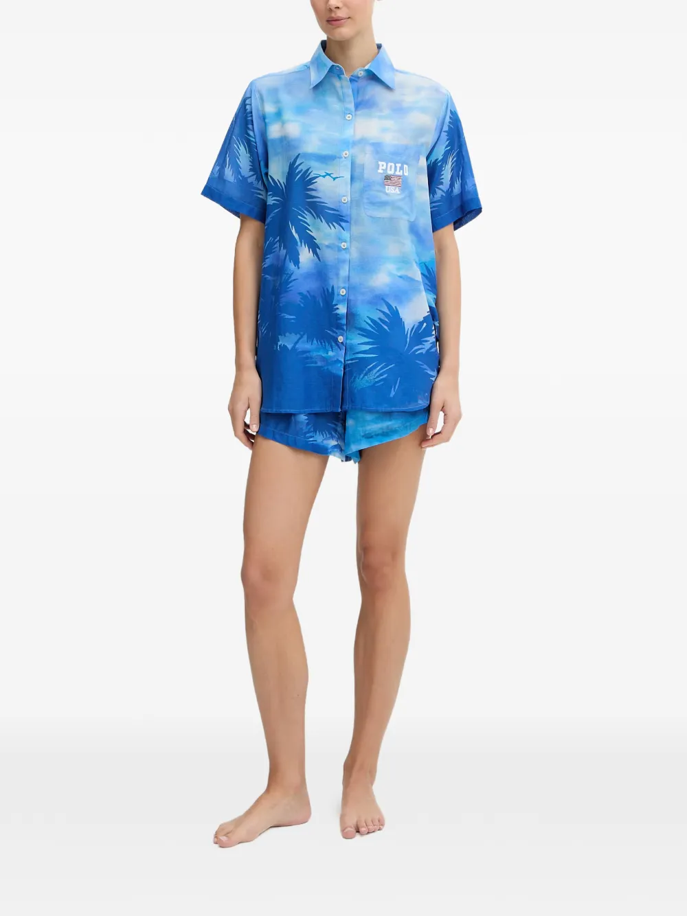 Polo Ralph Lauren palm-print shorts set - Blau