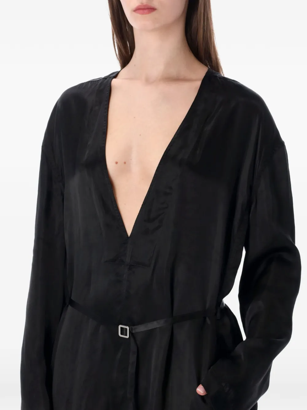 Rick Owens Ls Long Jumpsuit - Black 