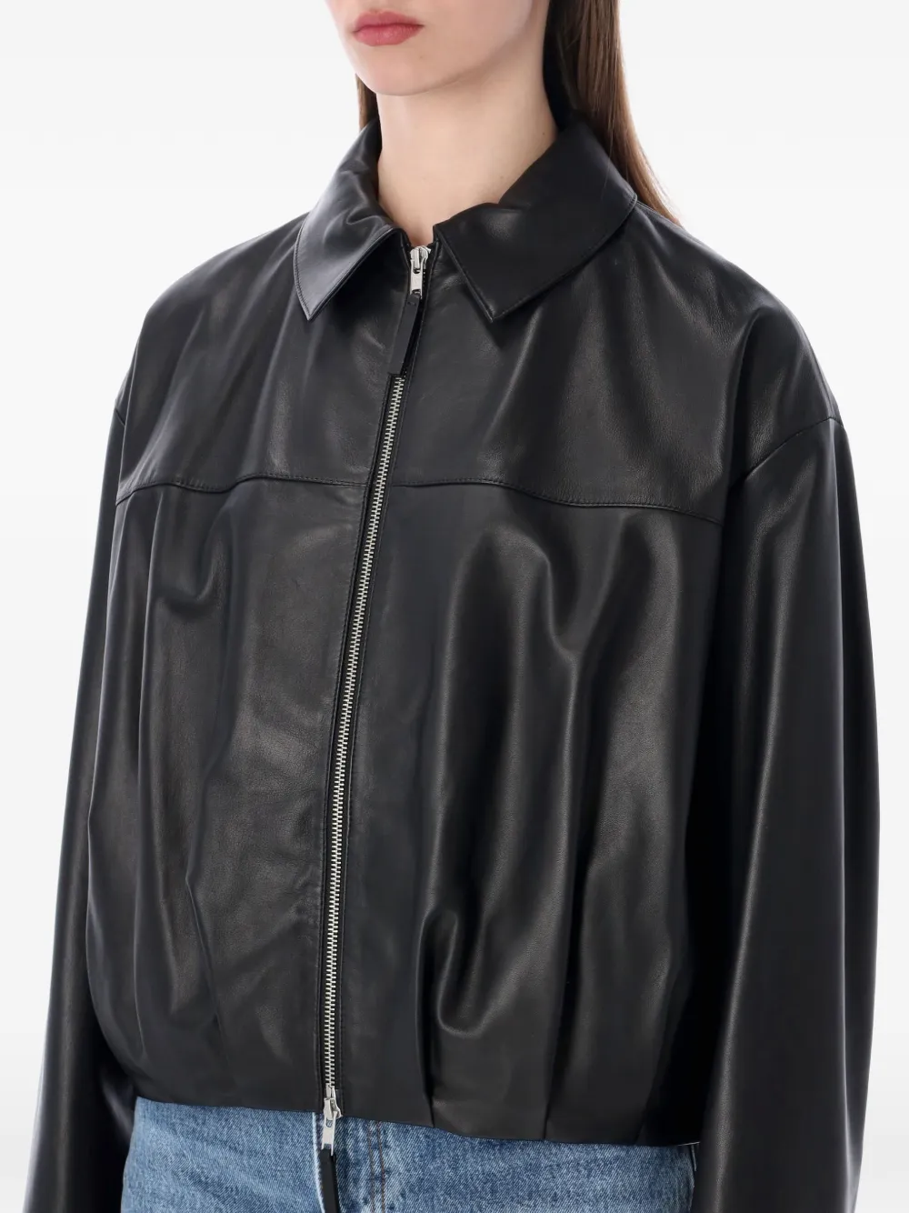  Sword Cropped Bomber Jacket - Black 