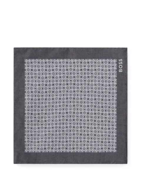 BOSS geometric-print pocket square