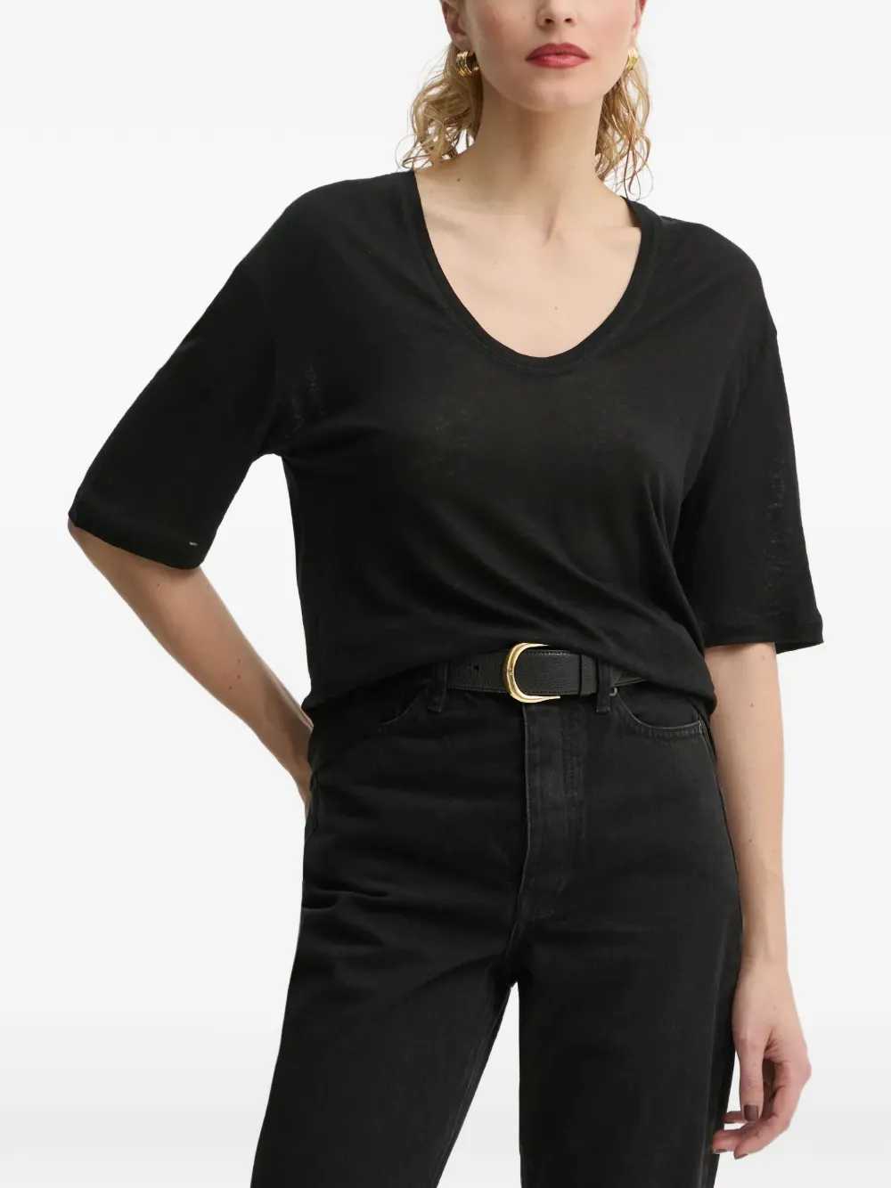 By Malene Birger Amaringa T-Shirt mit V-Ausschnitt - Schwarz