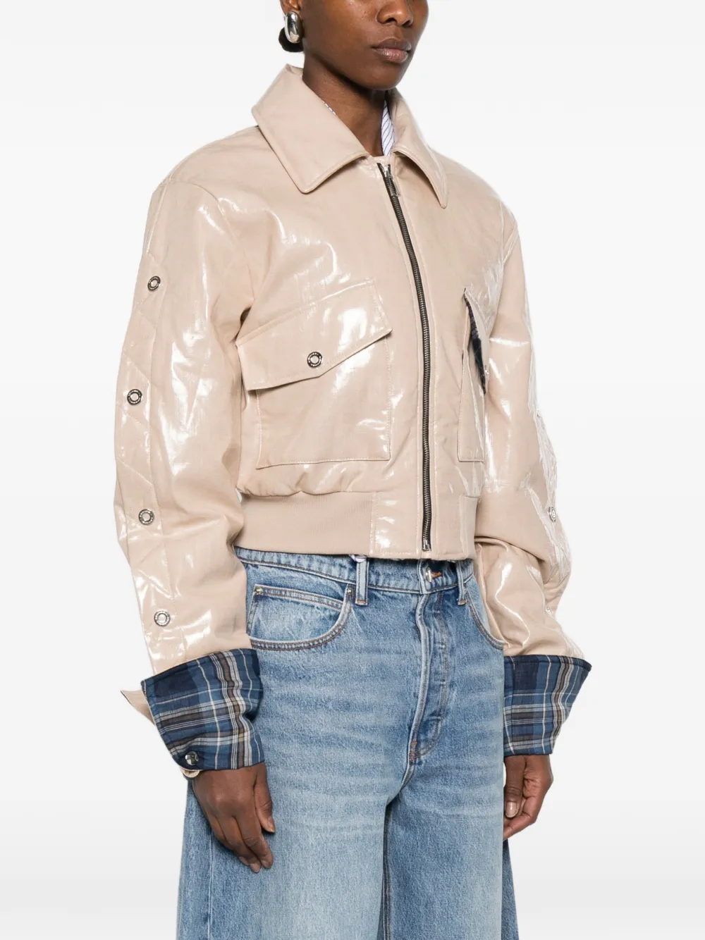  Marbell Emili Flap-pocket Cropped Jacket - Neutrals 