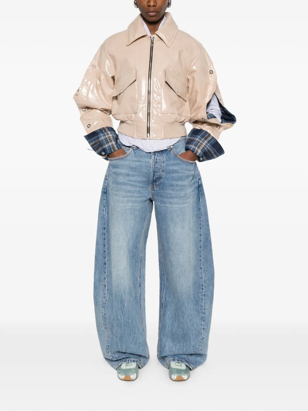 Marbell Emili Flap-pocket Cropped Jacket - Neutrals 