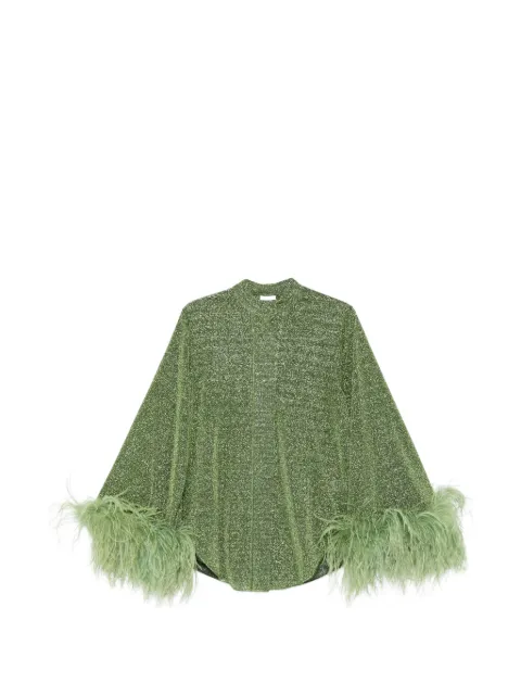 Oséree feather-trim blouse