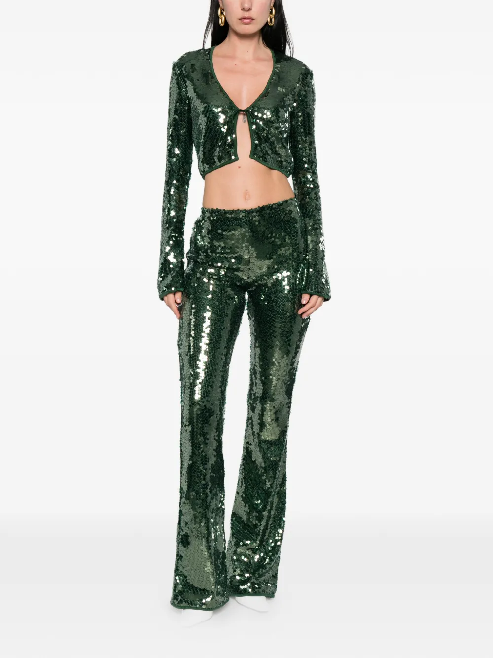 Oséree Marylin top met pailletten en striksluiting Groen