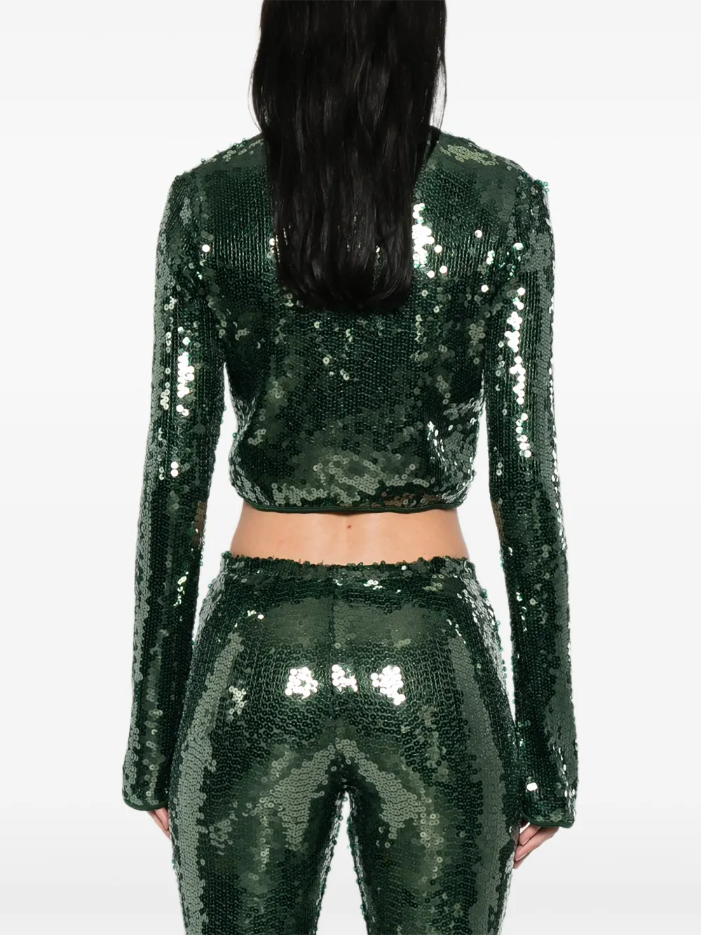 Oséree Marylin top met pailletten en striksluiting Groen