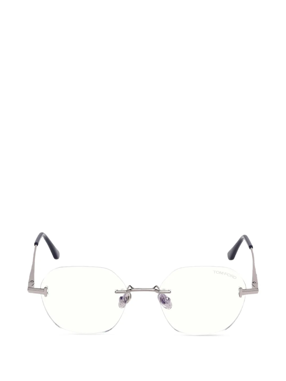 TOM FORD Eyewear rimless oval-frame glasses - Argento