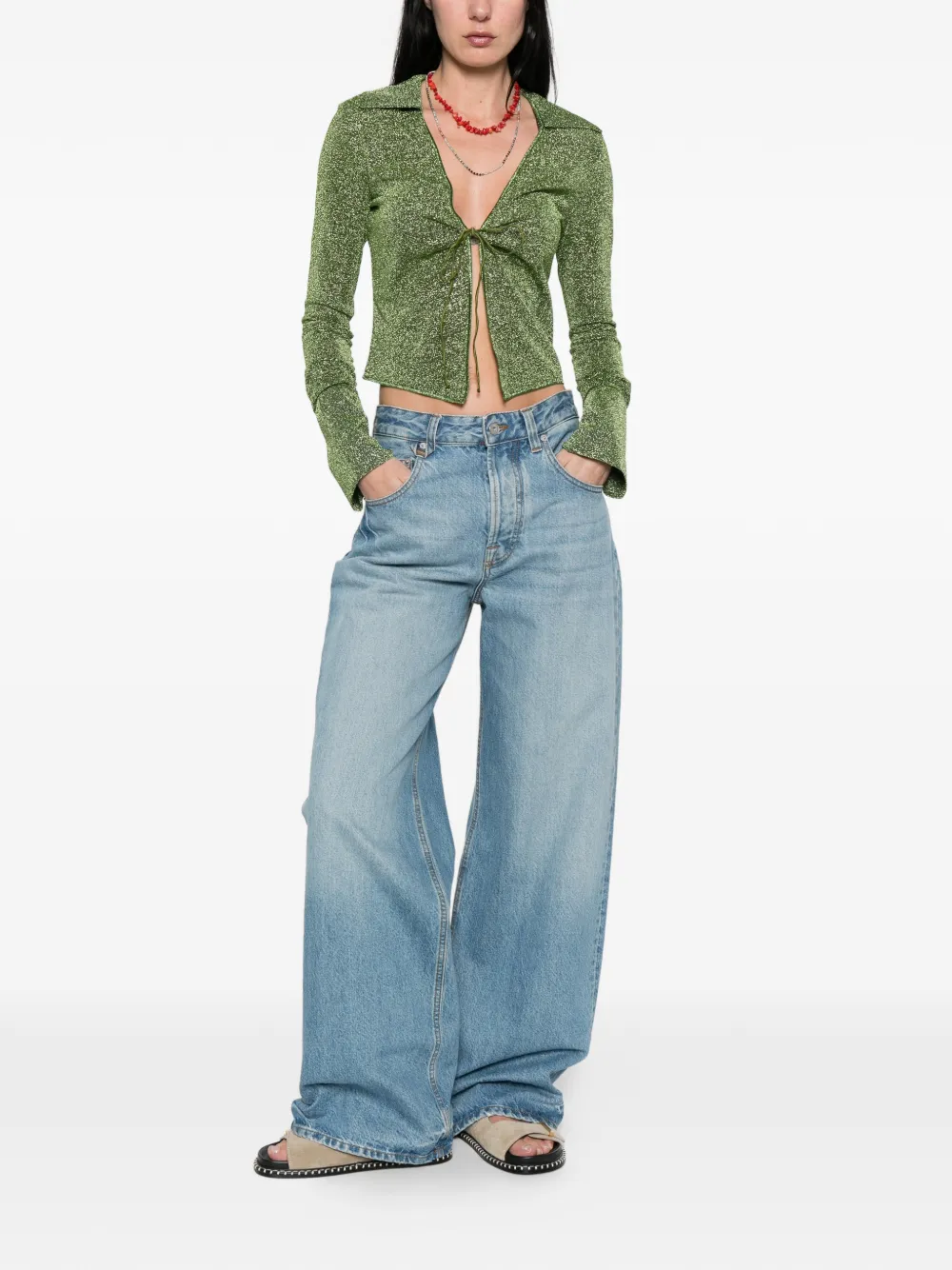  Oséree Tie-fastening Blouse - Green 