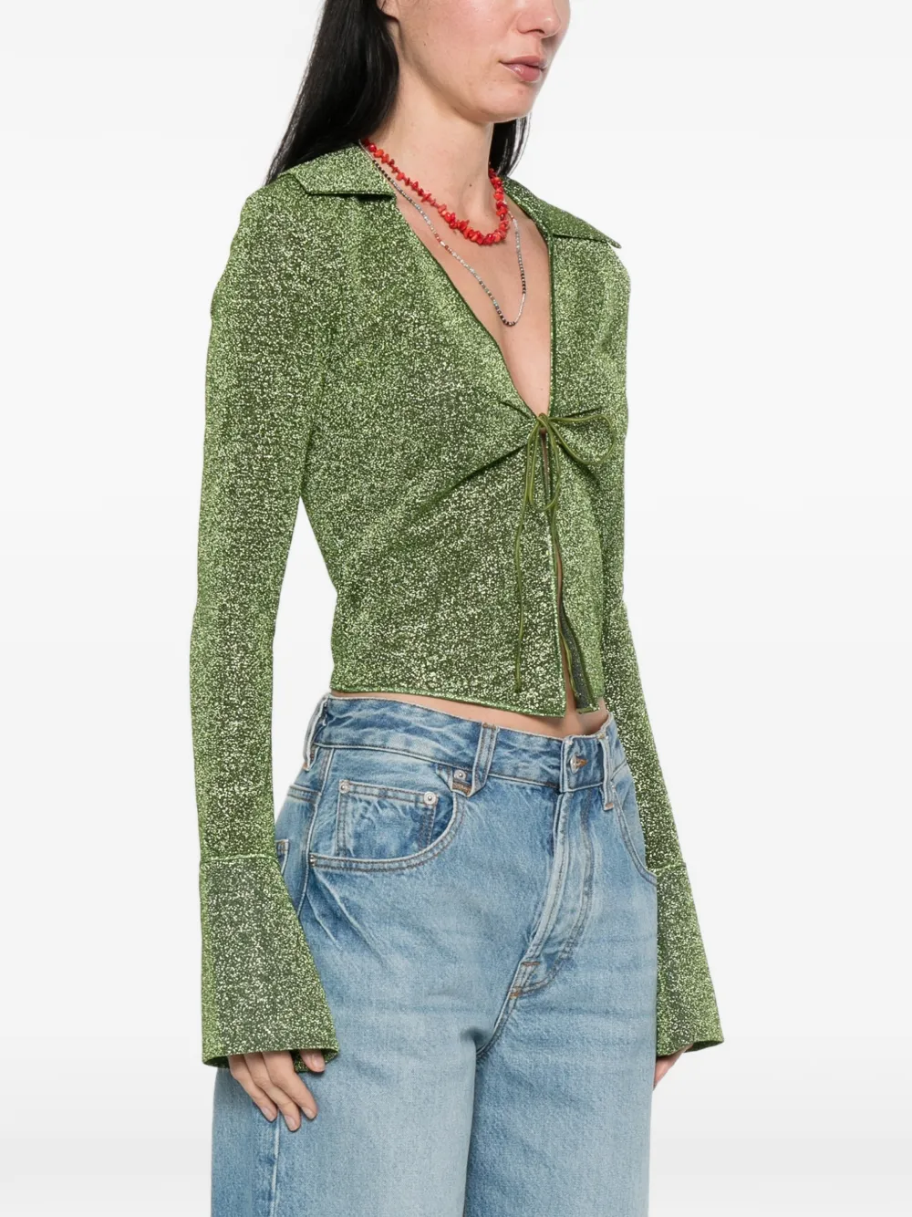  Oséree Tie-fastening Blouse - Green 