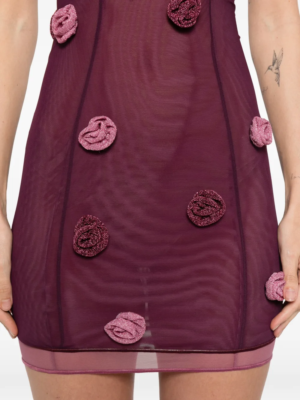 Oséree Mini-jurk met bloemdetail Paars
