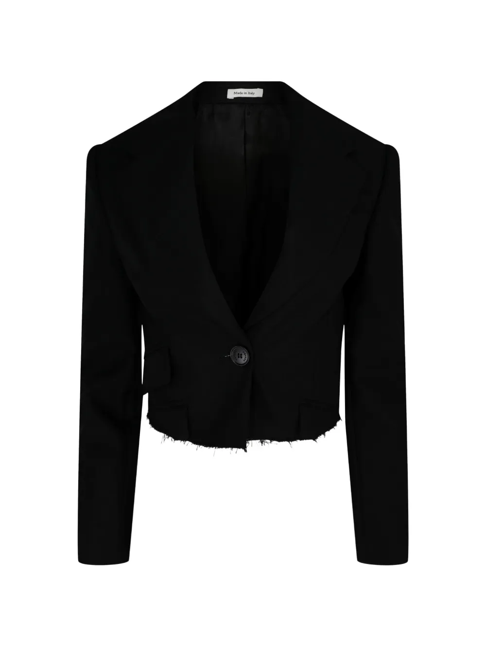 Alexander McQueen raw-hem cropped jacket - Schwarz