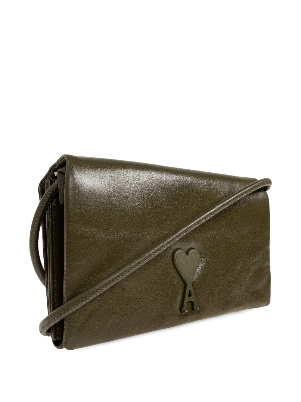  Ami Paris Heart-patch Leather Wallet - Green 