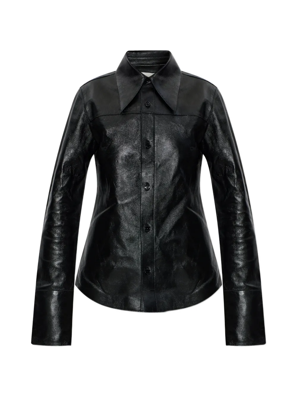 AMI Paris panelled leather shirt - Nero