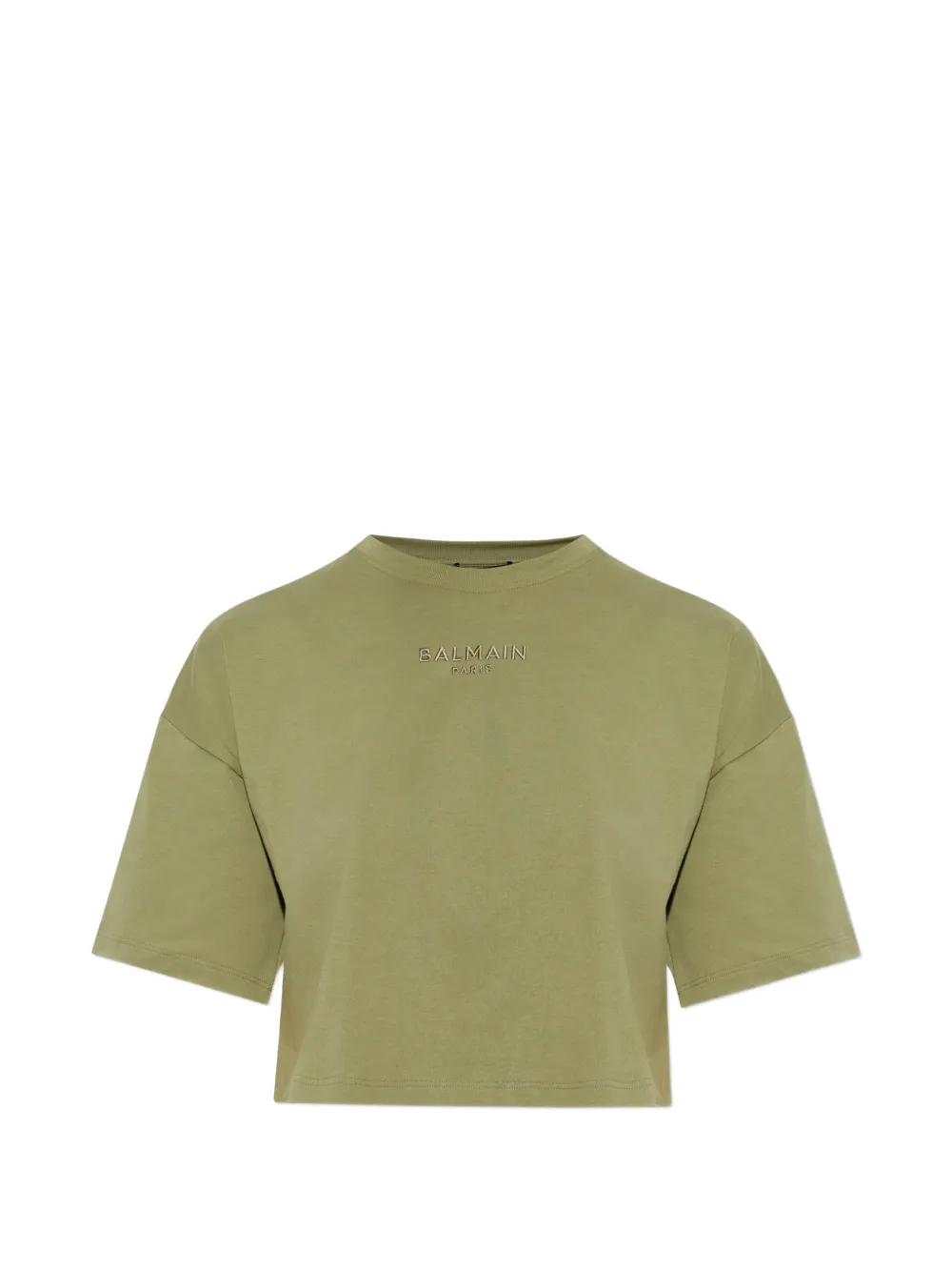 Balmain logo cropped T-shirt - Verde
