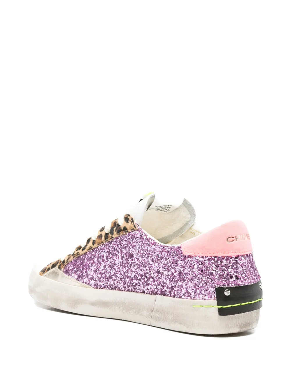 Crime London Sneakers met glitter en luipaardprint Paars