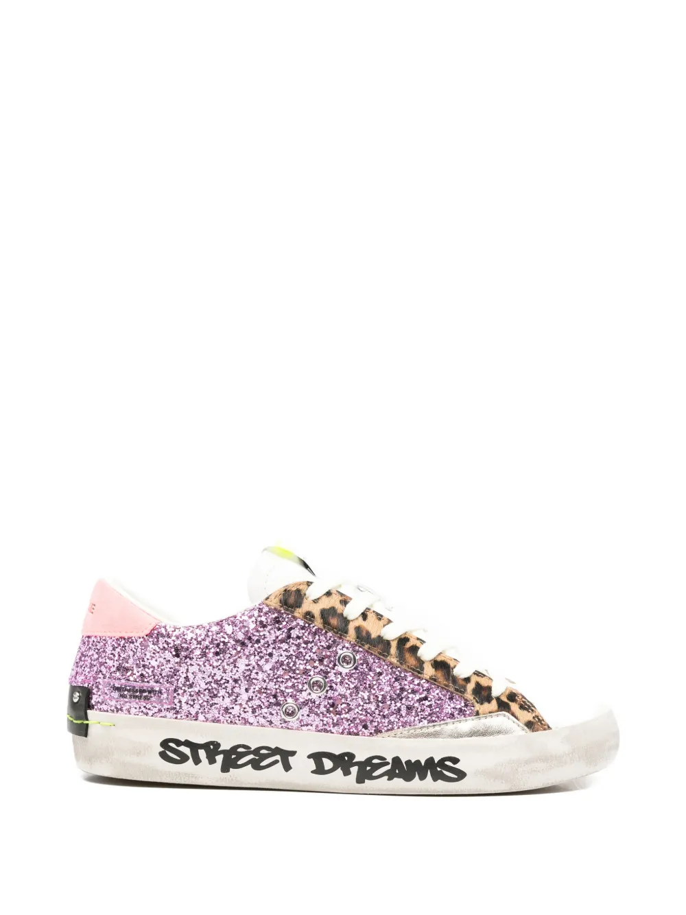Crime London Sneakers met glitter en luipaardprint Paars