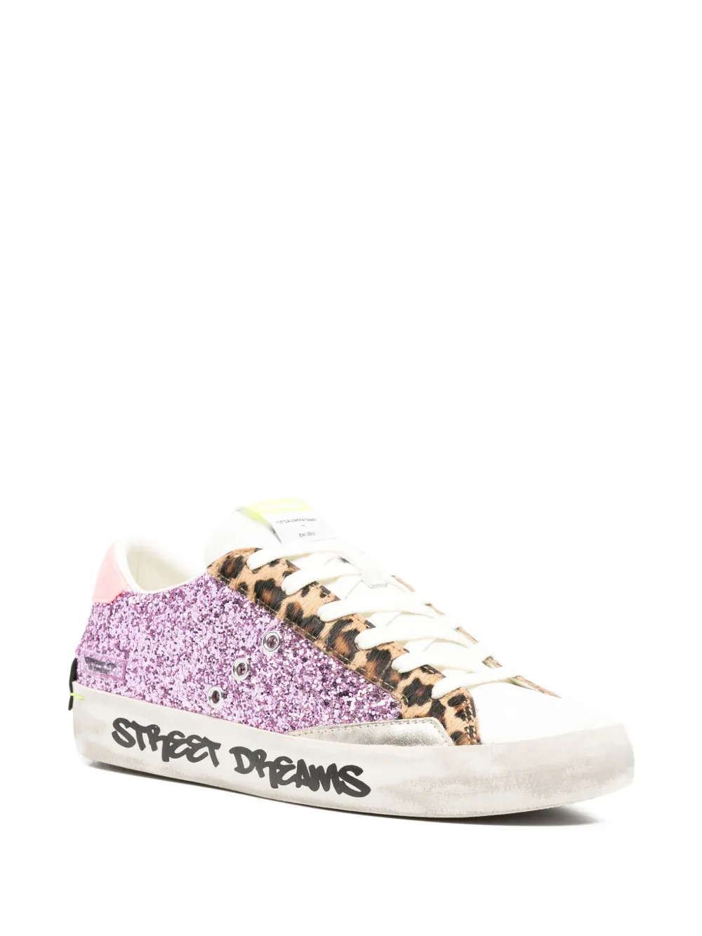 Crime London Sneakers met glitter en luipaardprint Paars