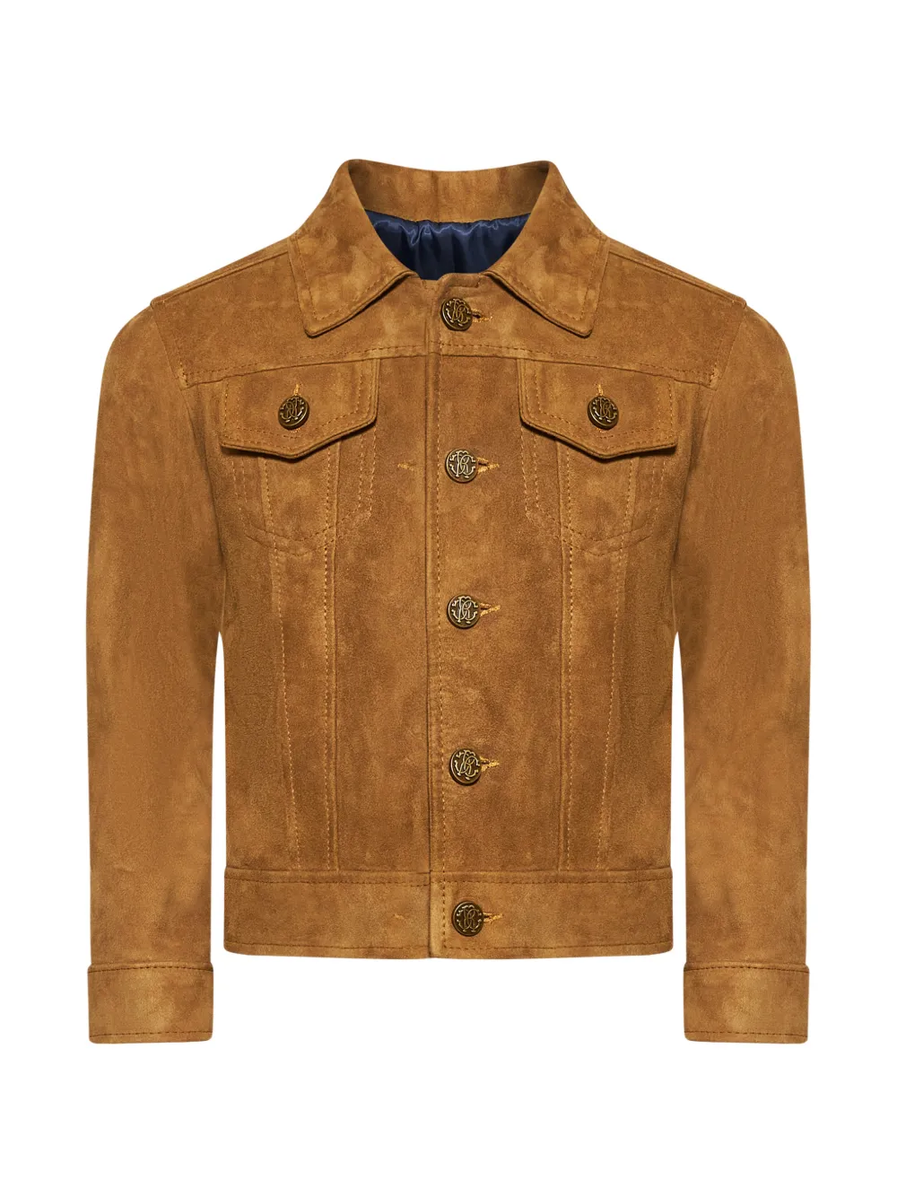 Roberto Cavalli Junior buttoned suede jacket - Marrone