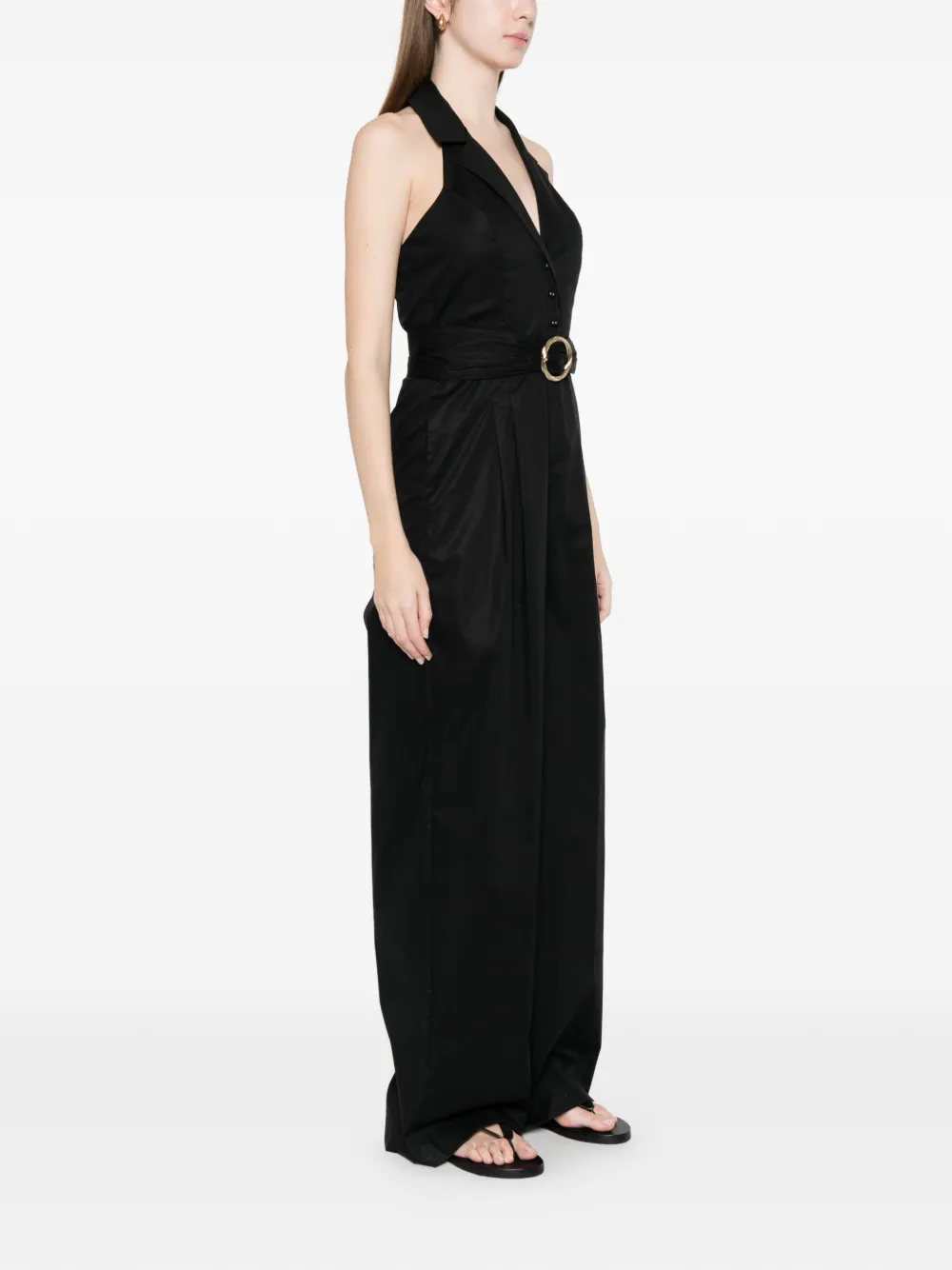  Twinset Collared Belted Jumpsuit - Black 
