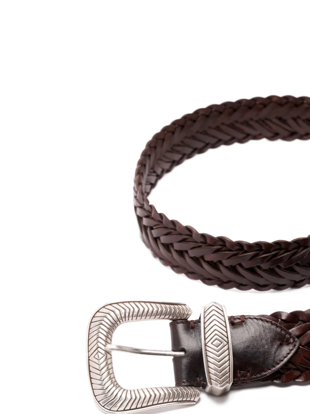  Kate Cate Braided Leather Belt - Brown 