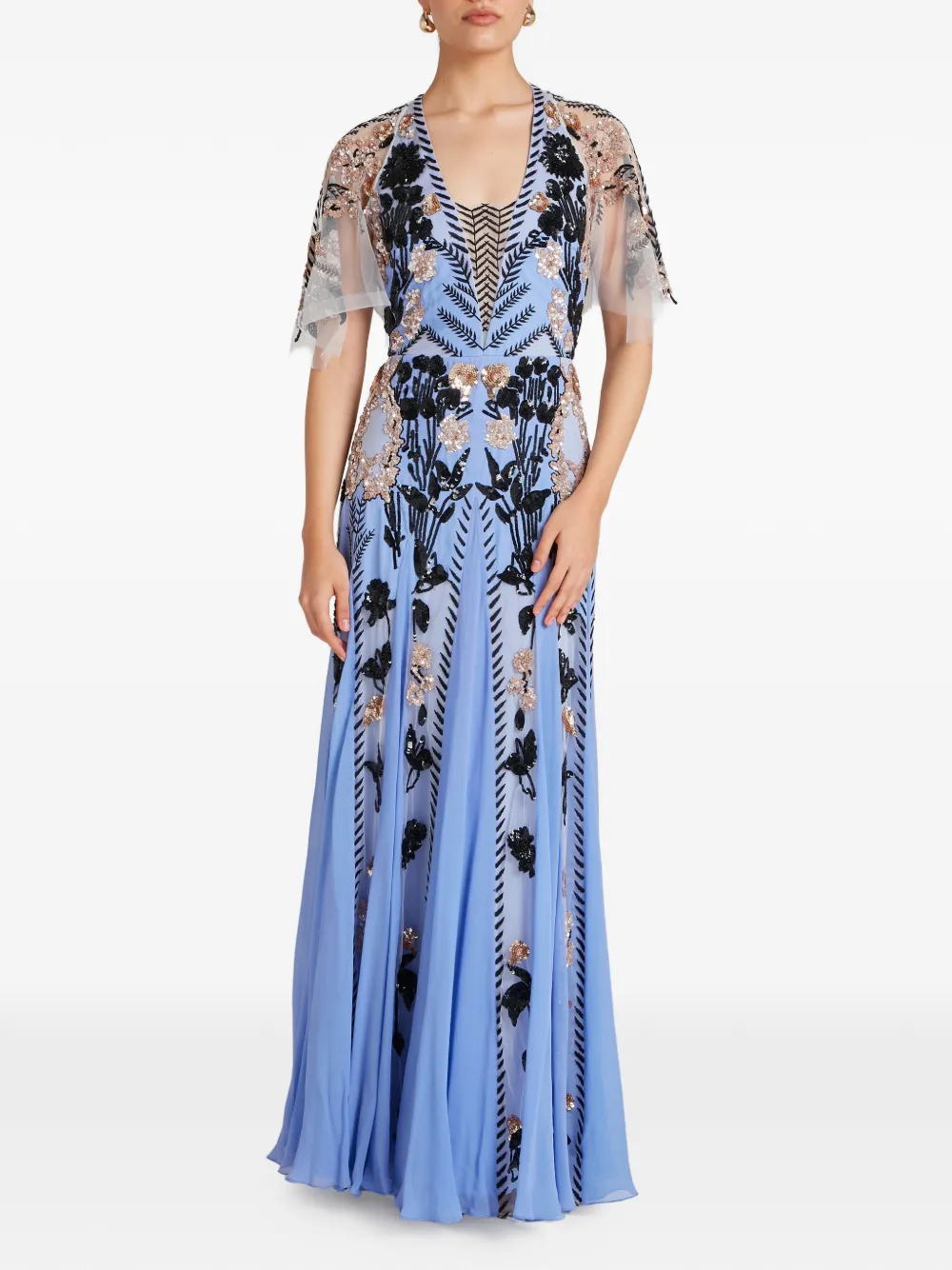  Temperley London Gilded Embellished Gown - Blue 
