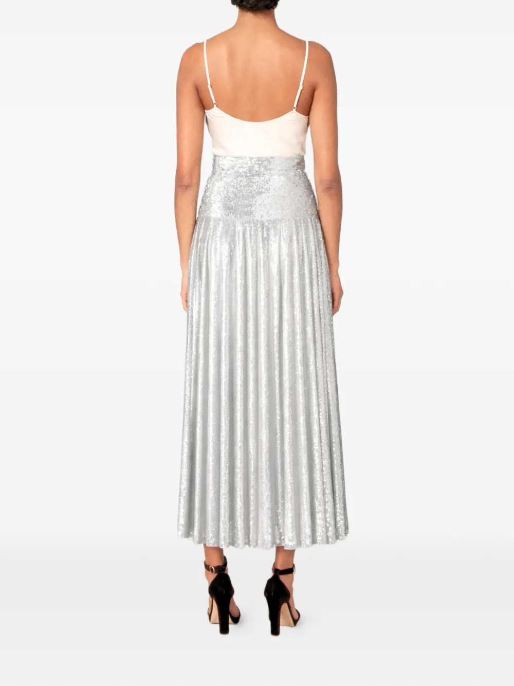  Temperley London Filigree Pleated Midi Skirt - Silver 