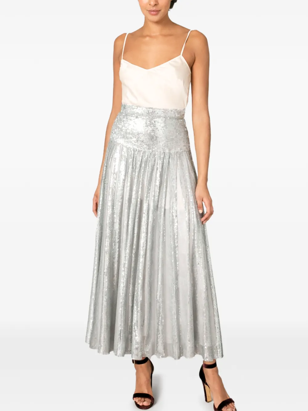 Temperley London Filigree midi-plooirok Zilver
