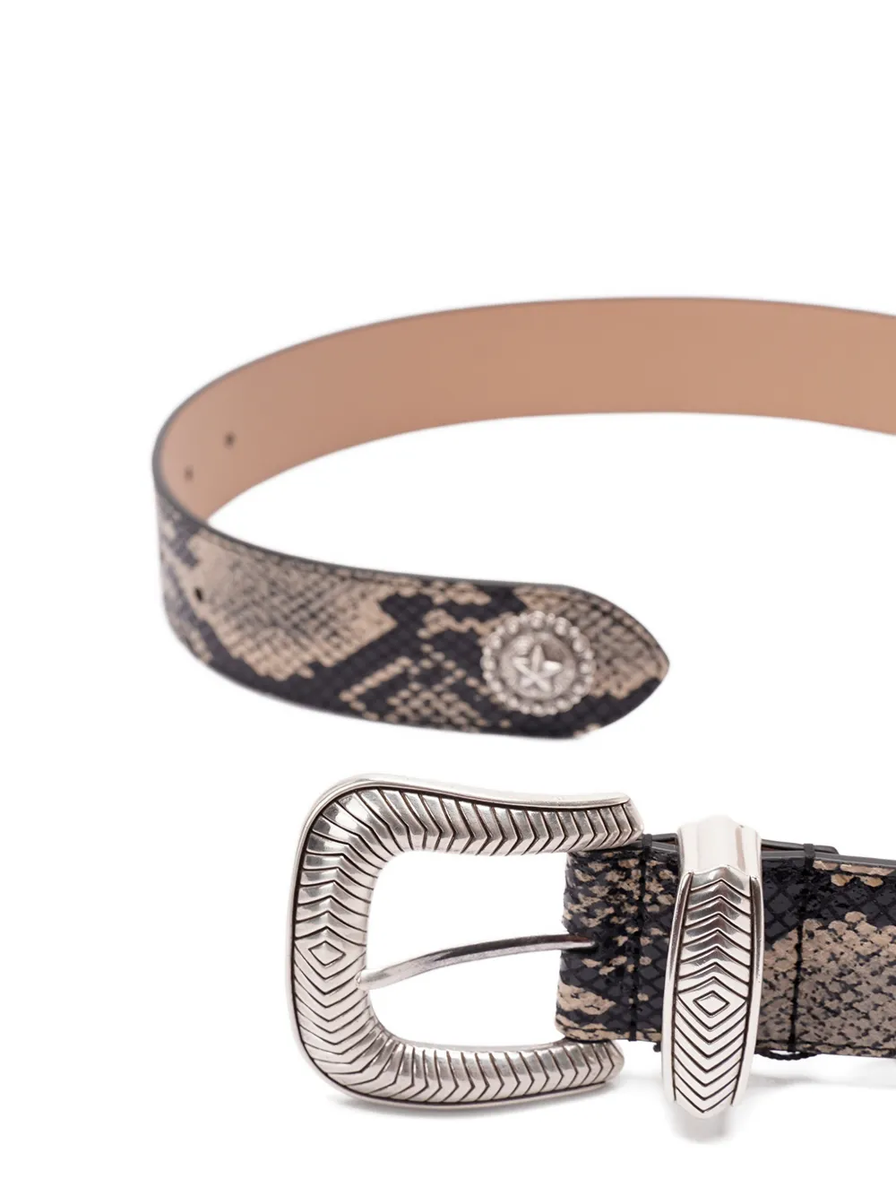  Kate Cate Python Buckle Leather Belt - Black 