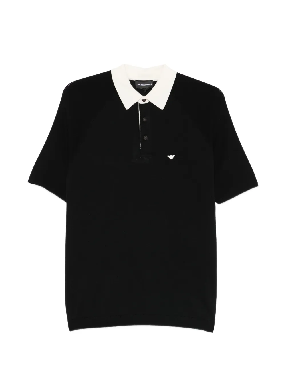 Emporio Armani logo-embroidered polo shirt - Schwarz