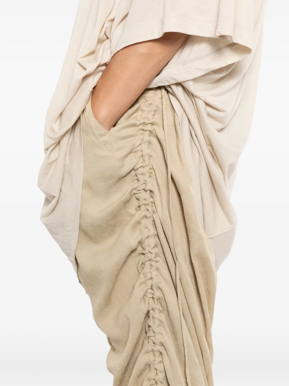 Julius Gesmockte broek met trekkoord Beige