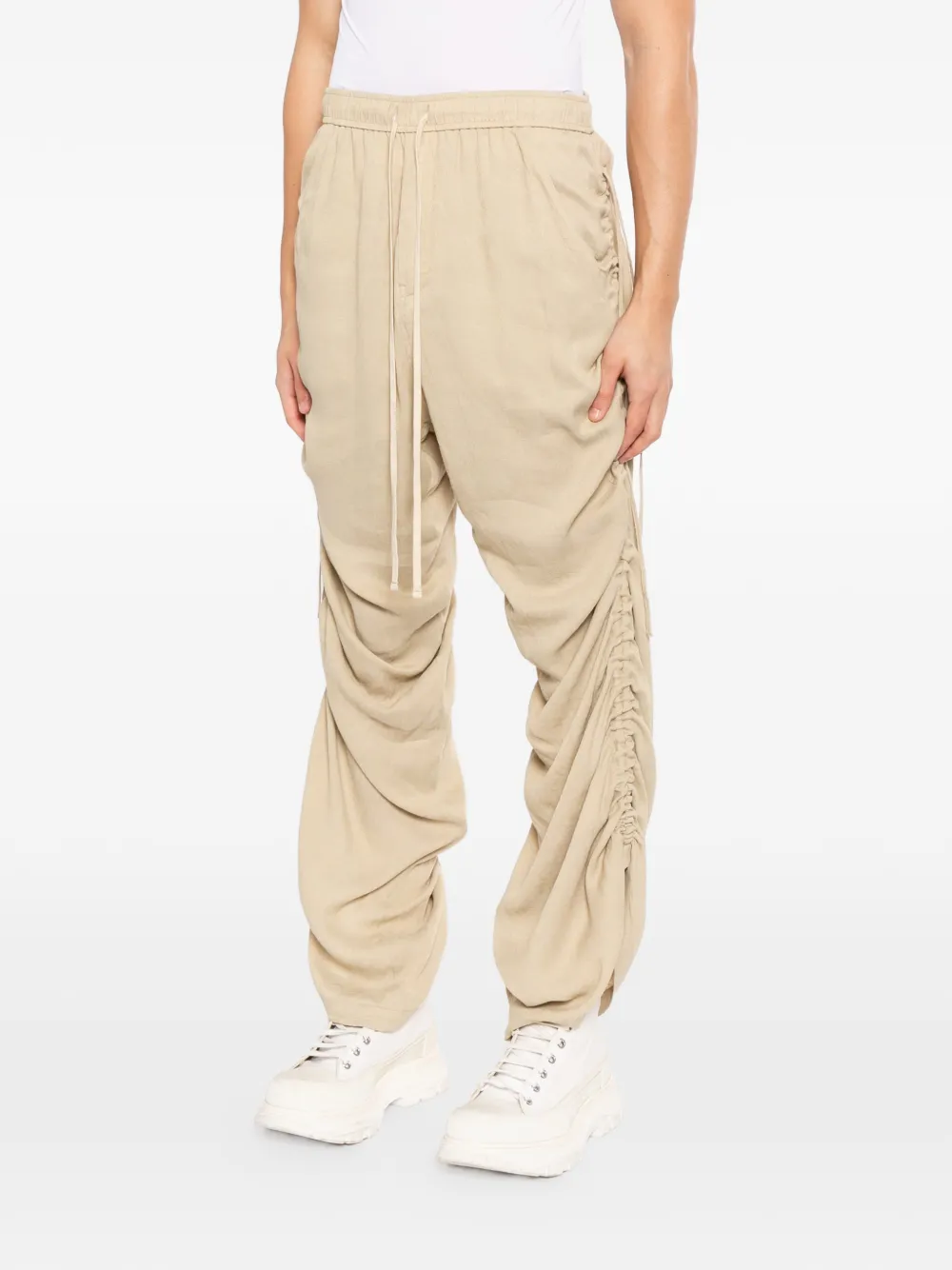 Julius Gesmockte broek met trekkoord Beige