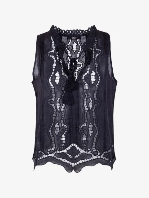 Seventy openwork lace ramie top