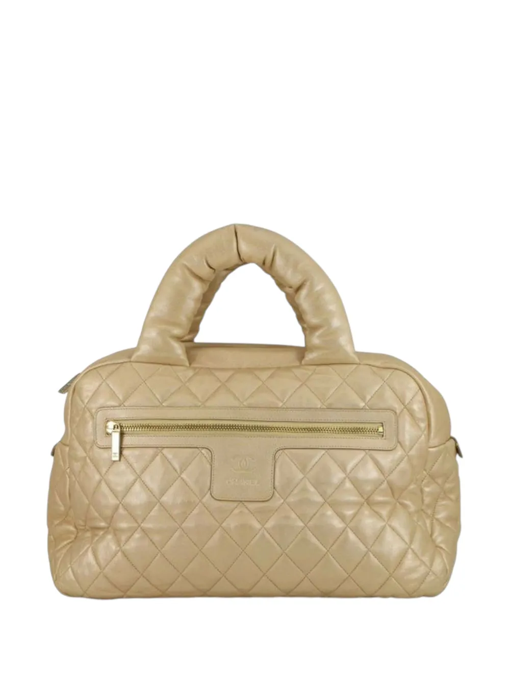 Pre-owned Chanel 2009-2010 Quilted Metallic Lambskin Coco Cocoon Bowler Bag Handbag In Gold