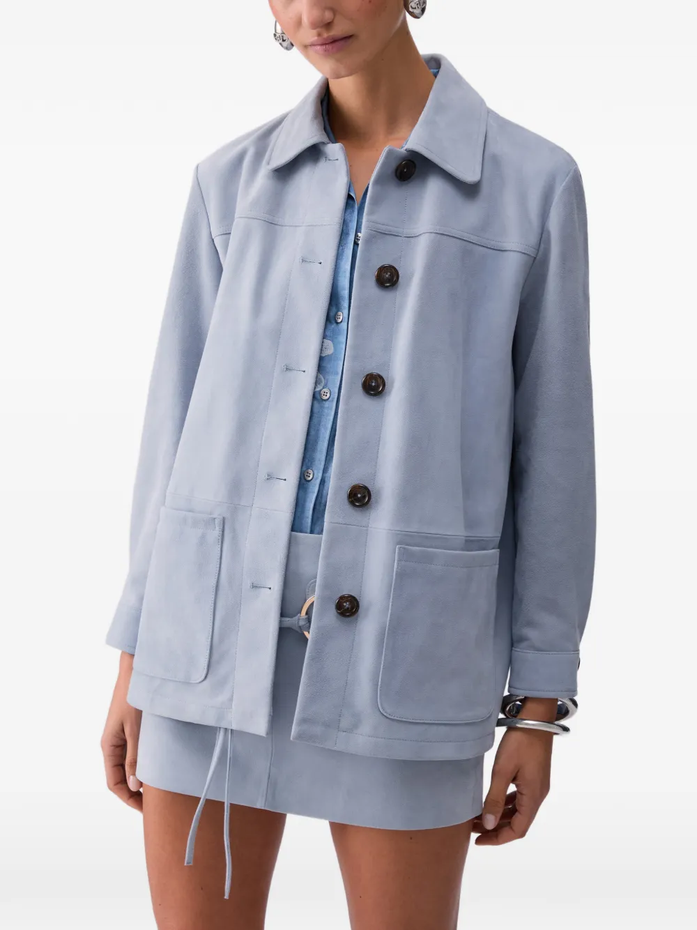  Liu Jo Button Suede Jacket - Blue 