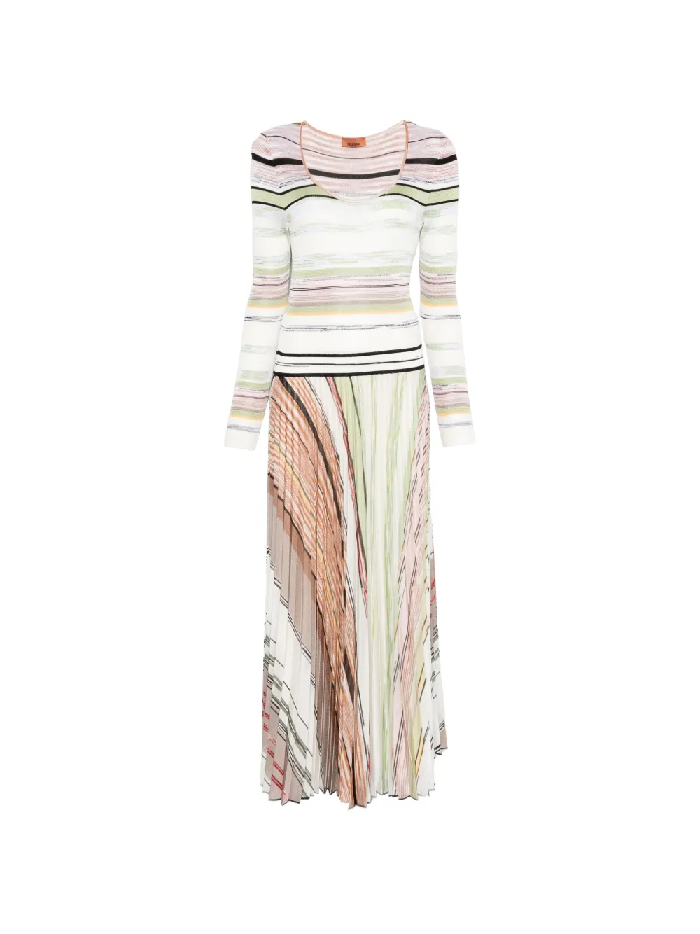 Missoni striped pleated maxi dress - Toni neutri