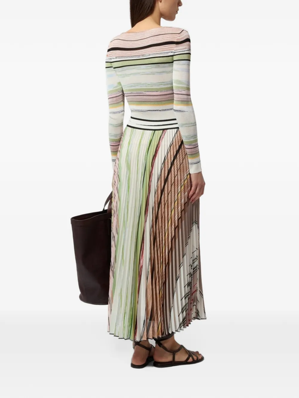 Missoni Gestreepte geplooide maxi-jurk Beige