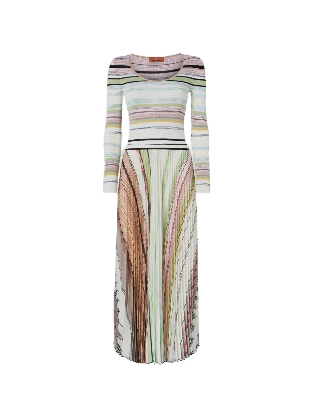 Missoni Gestreepte geplooide maxi-jurk Beige