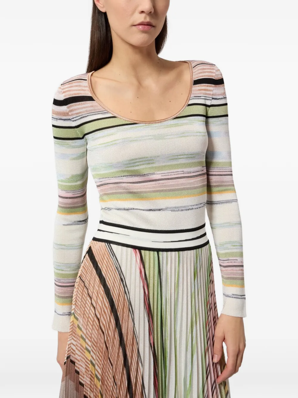 Missoni Gestreepte geplooide maxi-jurk Beige
