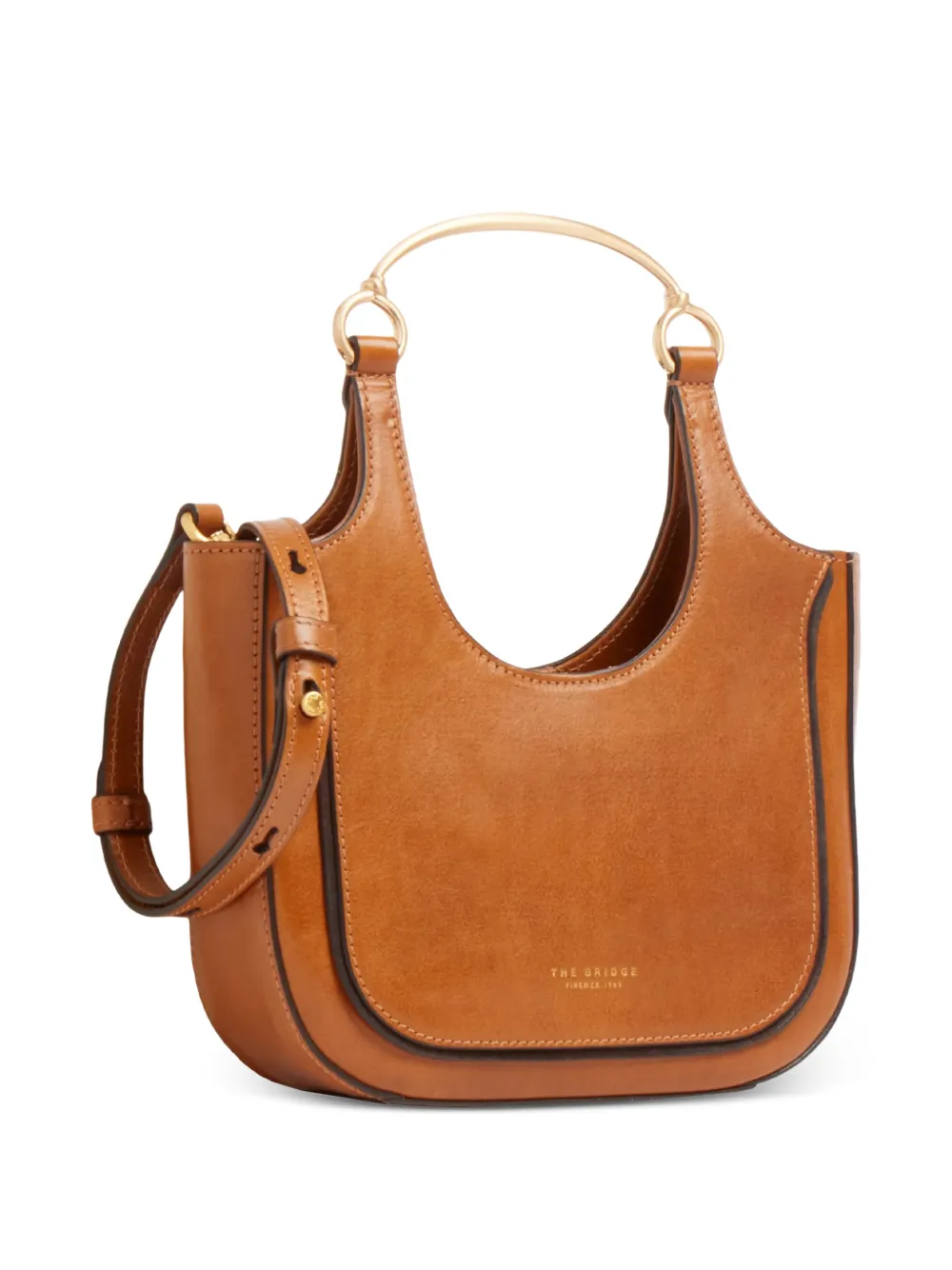 The Bridge Leren mini-tas met handvat Bruin