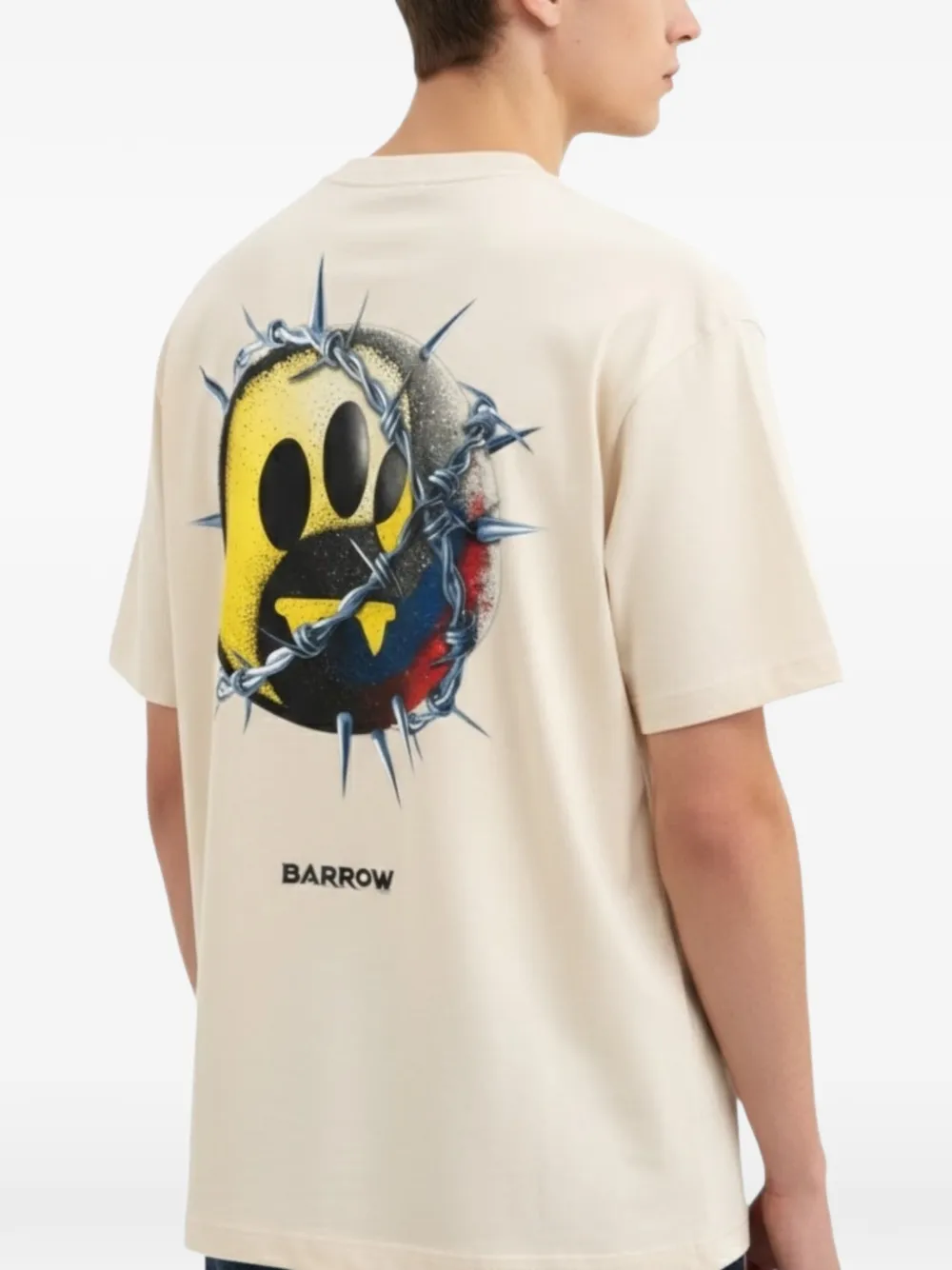 BARROW T-shirt met prikkeldraad Beige