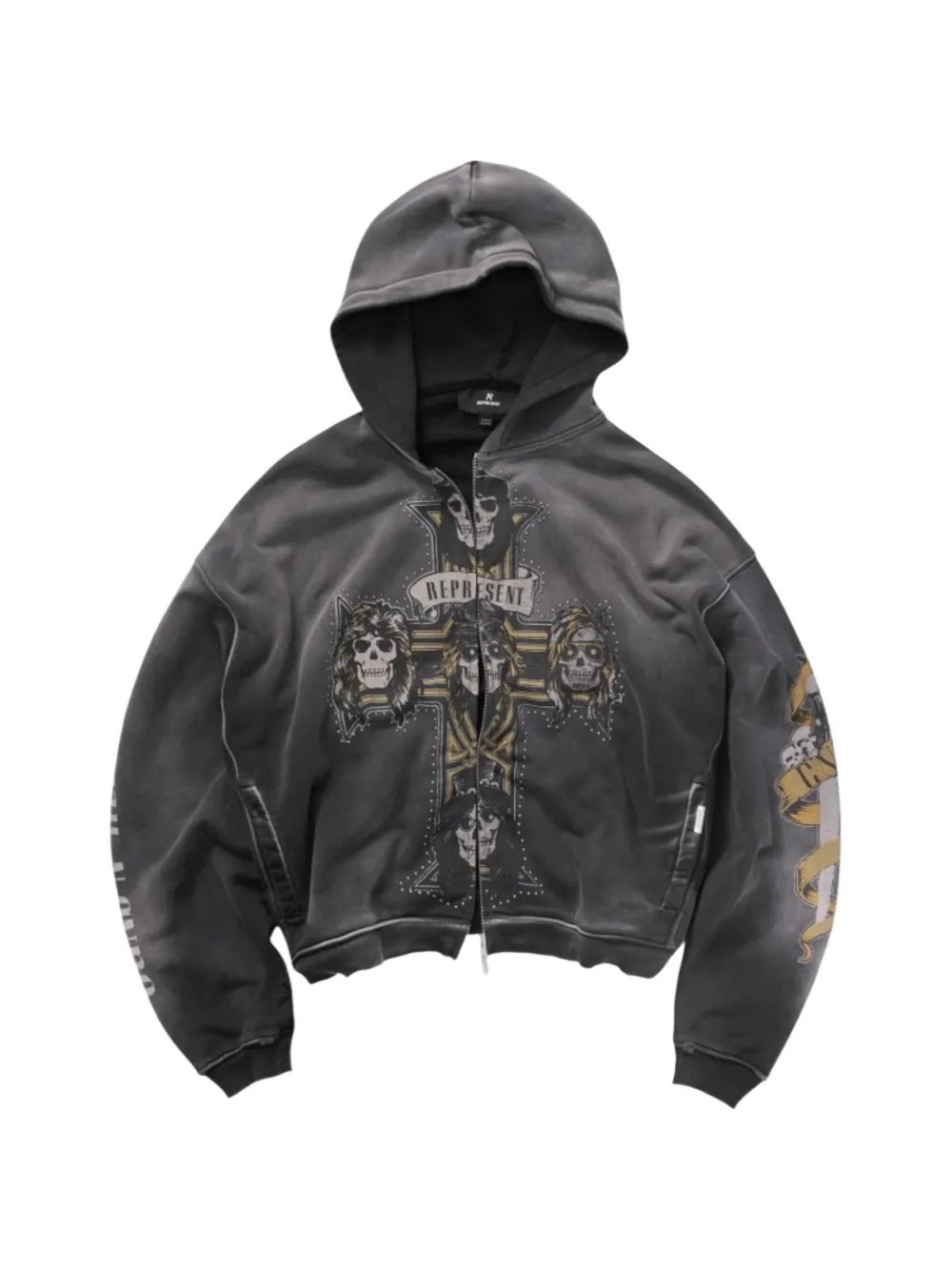 Represent x Guns N’ Roses cross zip through hoodie - Grigio