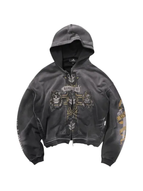 Represent x Guns N’ Roses cross zip through hoodie